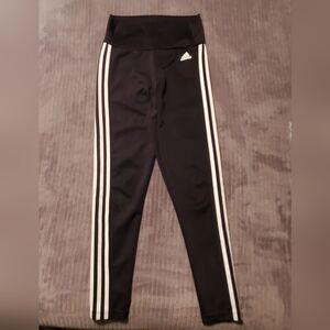 Adidas Women's Black Leggings with Dual White Stripes